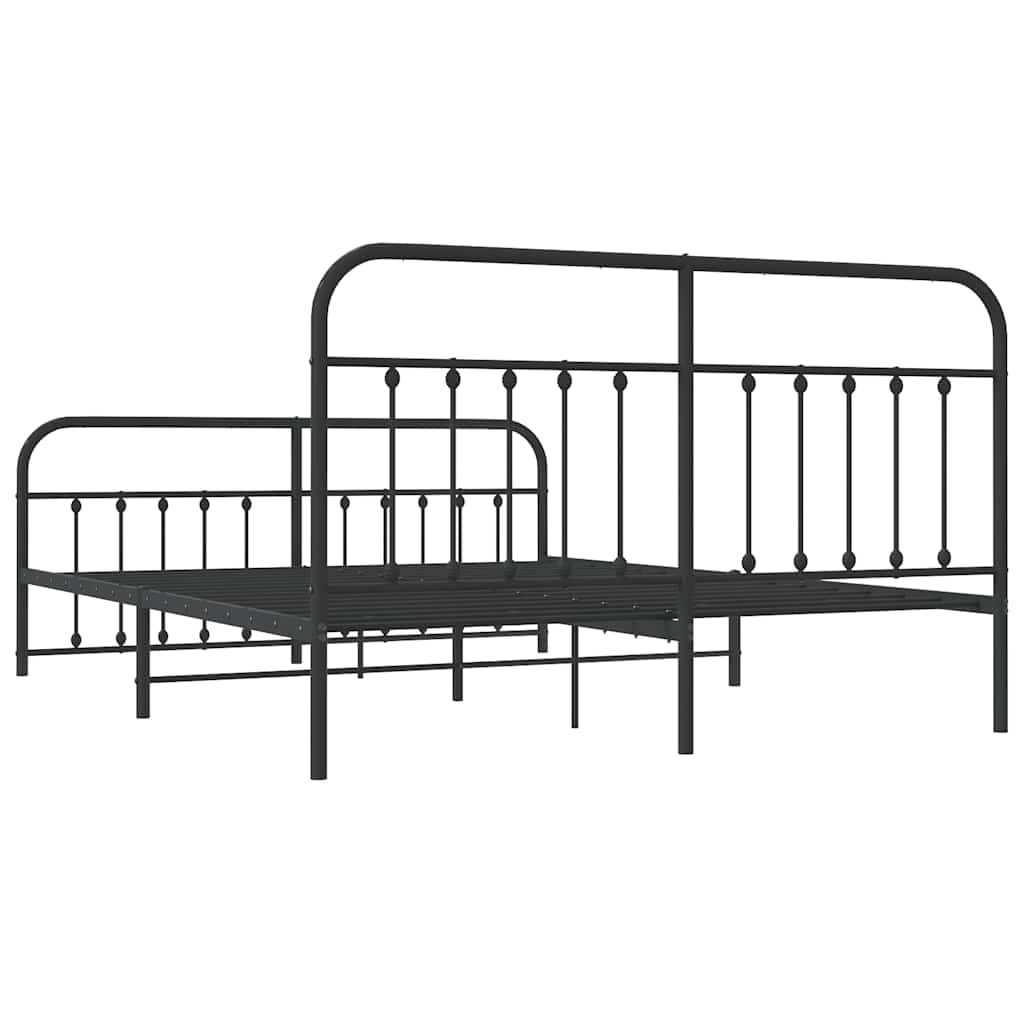 Metal Bed Frame without Mattress with Footboard Black 183x213cm
