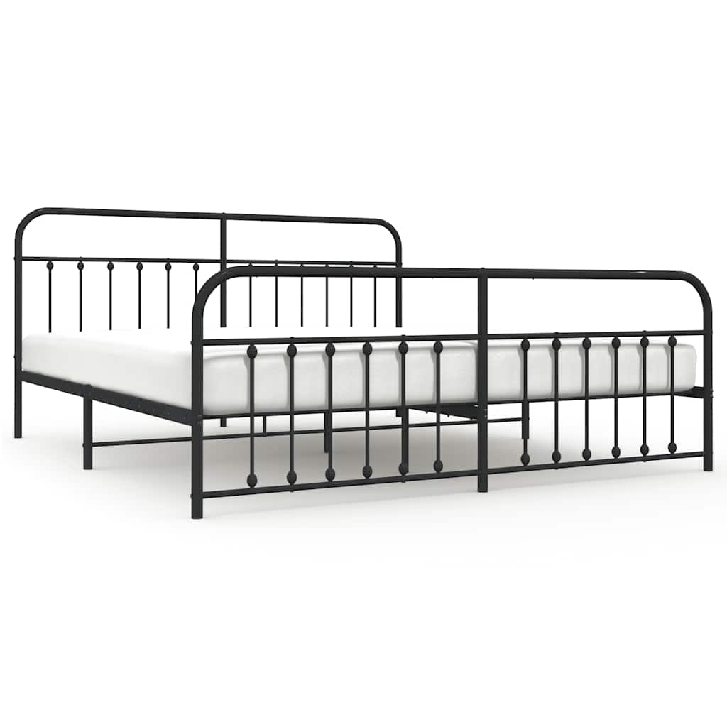 Bed Frame | Black | Powder-Coated Steel | Double Bed | Durable