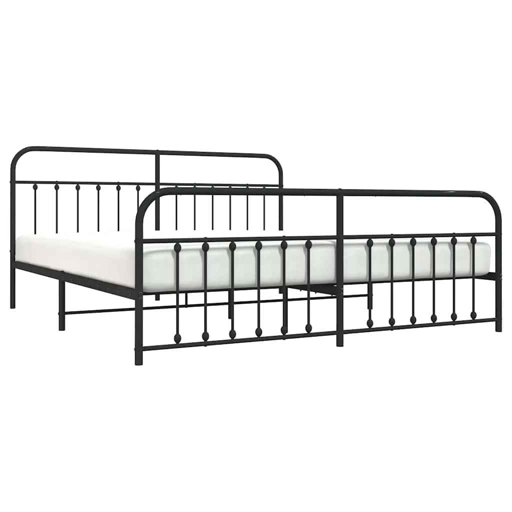 Bed Frame | Black | Powder-Coated Steel | Double Bed | Durable