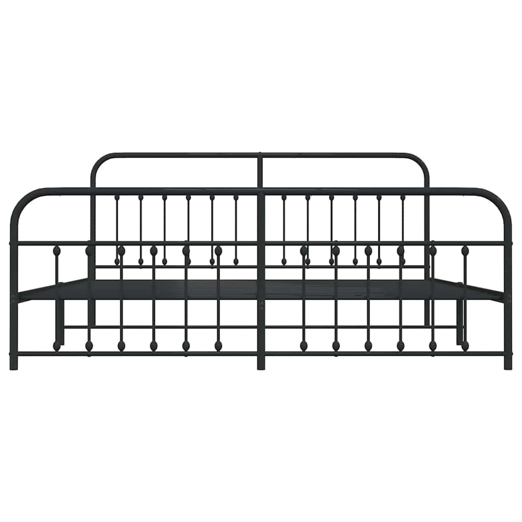 Bed Frame | Black | Powder-Coated Steel | Double Bed | Durable