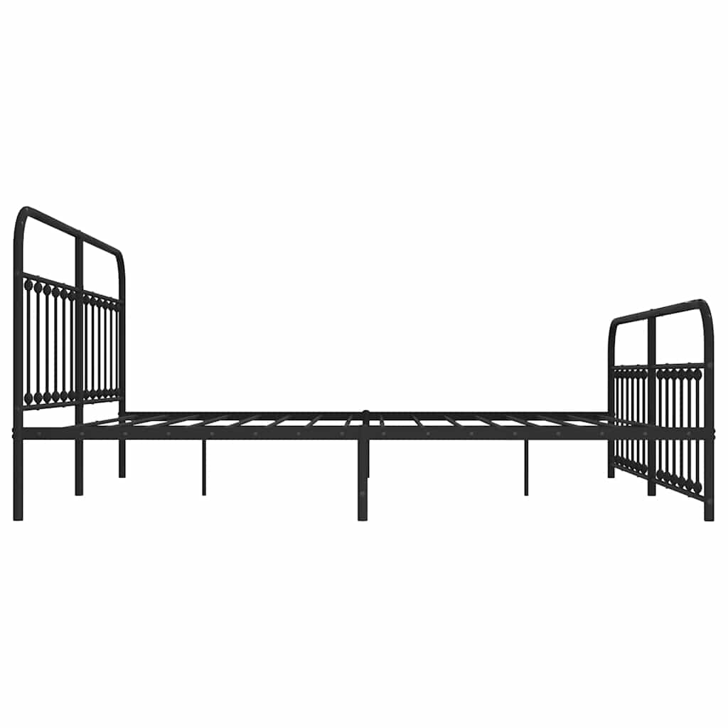 Bed Frame | Black | Powder-Coated Steel | Double Bed | Durable