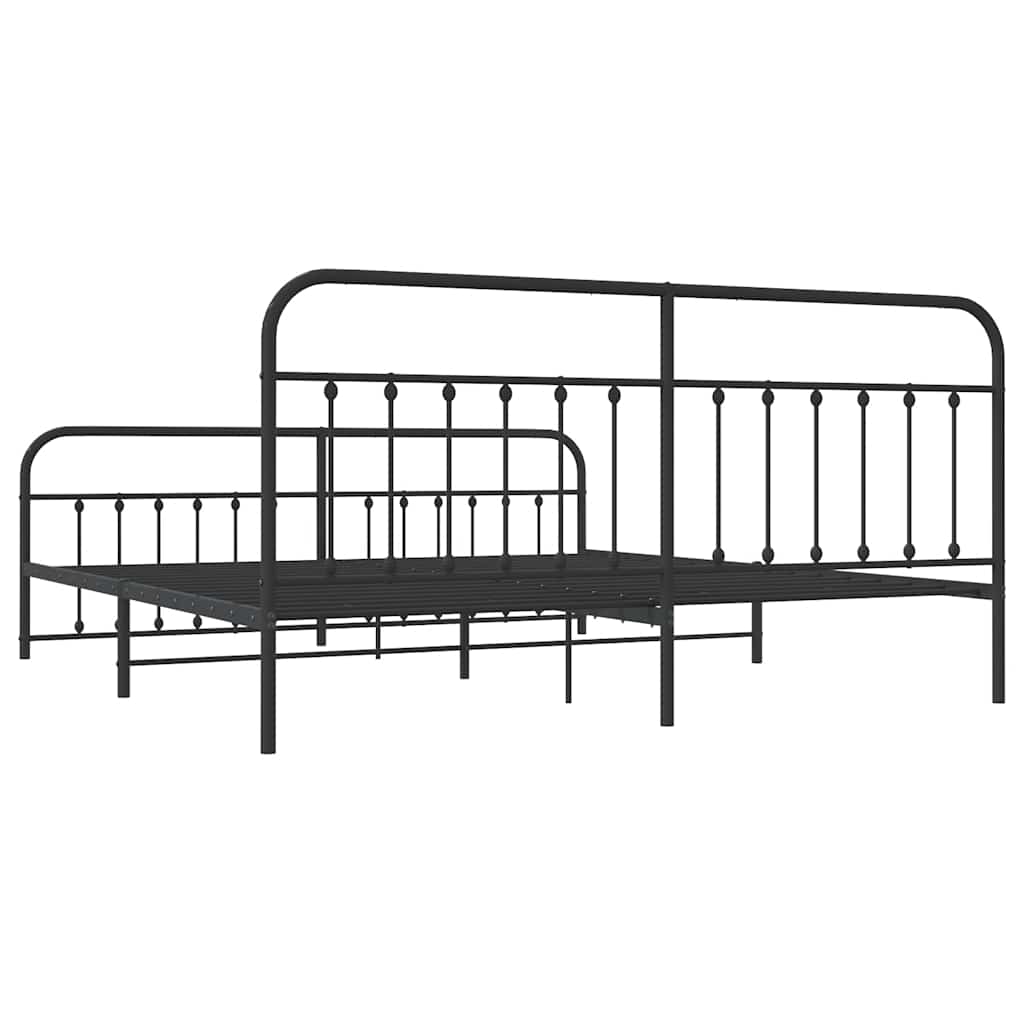 Bed Frame | Black | Powder-Coated Steel | Double Bed | Durable