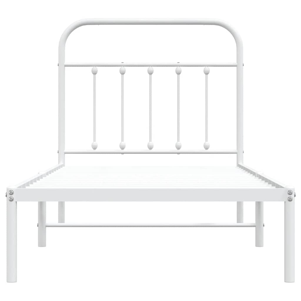 Bed Frame | White | Steel | Single | Bed Frame | Rectangular | Industrial