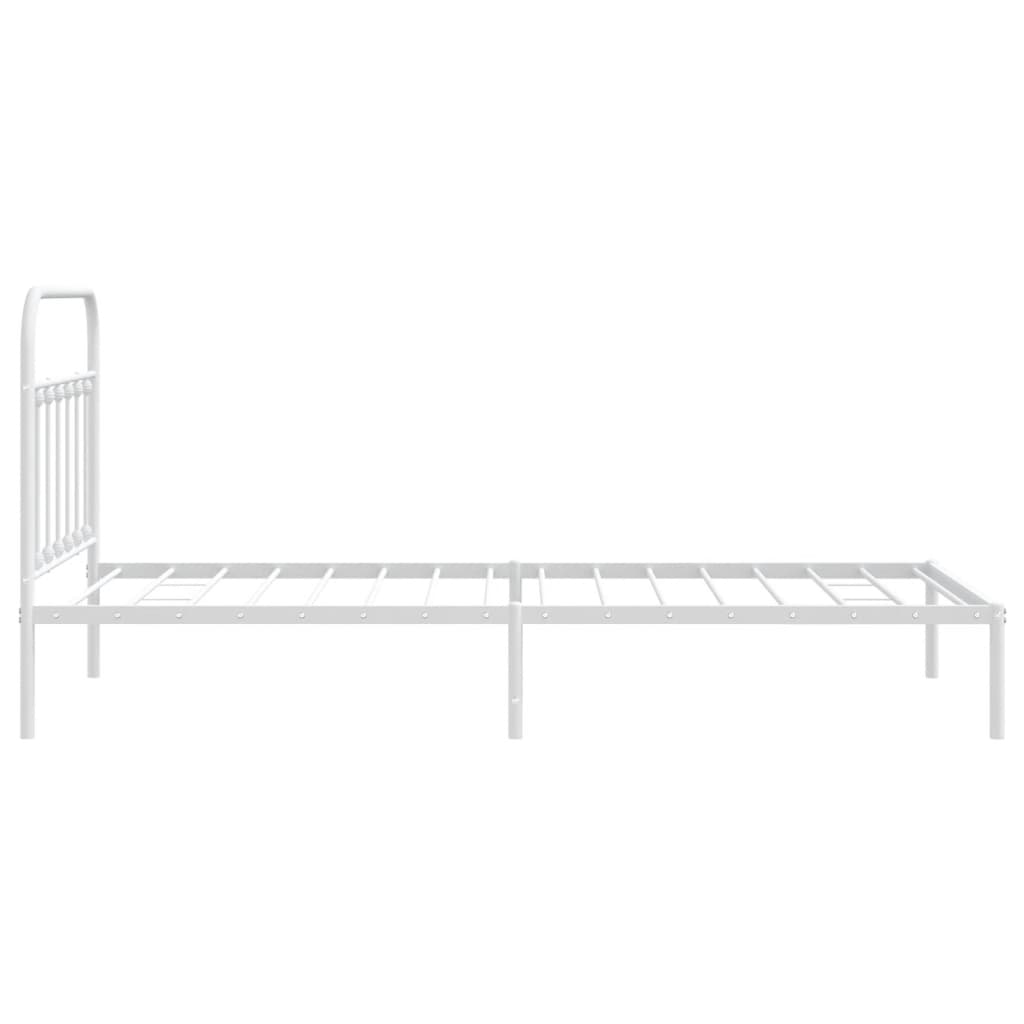 vidaXL Metal Bed Frame without Mattress with Headboard White 100x200cm