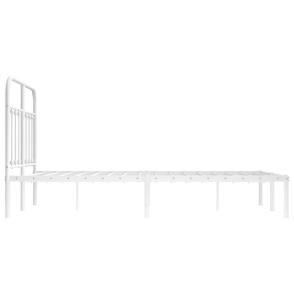Metal Bed Frame without Mattress with Headboard White 120x190cm