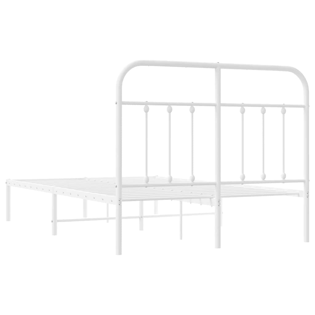 Metal Bed Frame without Mattress with Headboard White 120x190cm