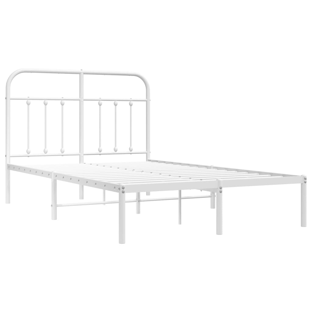 Bed Frame | White | Powder-Coated Steel | Double | Bed Frame