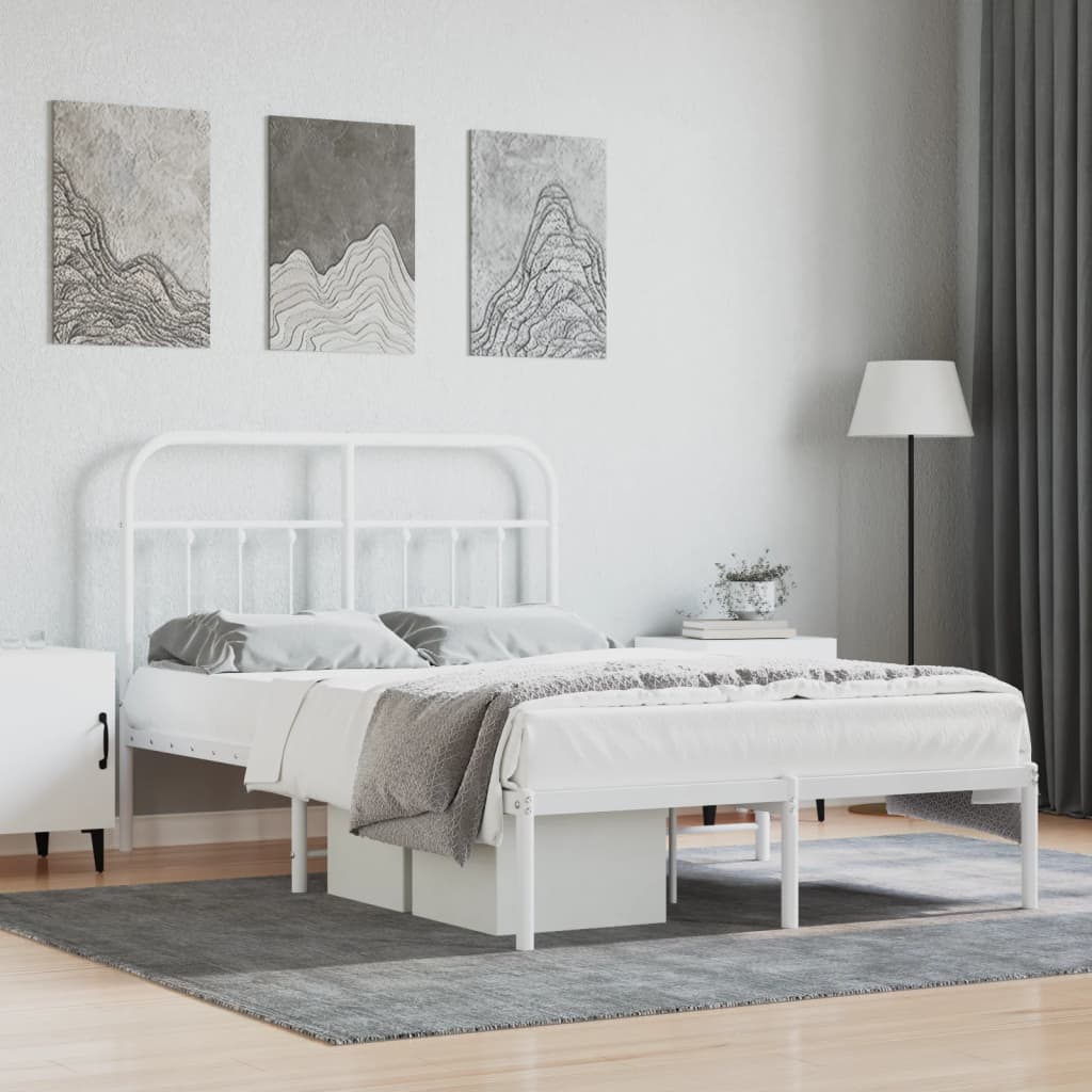 Bed Frame | White | Powder-Coated Steel | Double | Bed Frame