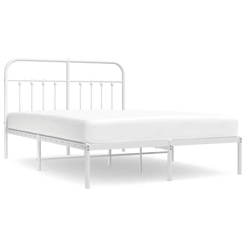 Bed Frame | White | Steel | 140x190cm | Bed Frame | Rectangular