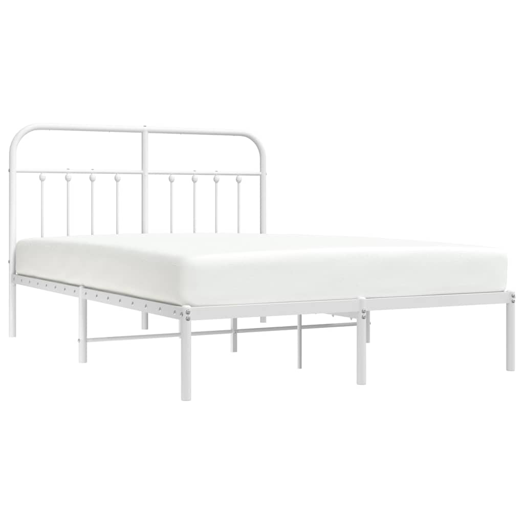 Bed Frame | White | Steel | 140x190cm | Bed Frame | Rectangular