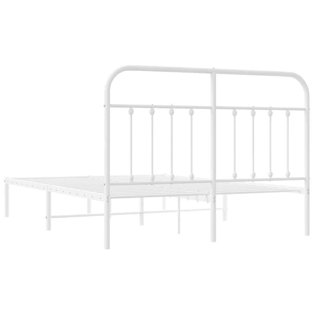 Bed Frame | White | Steel | 140x190cm | Bed Frame | Rectangular