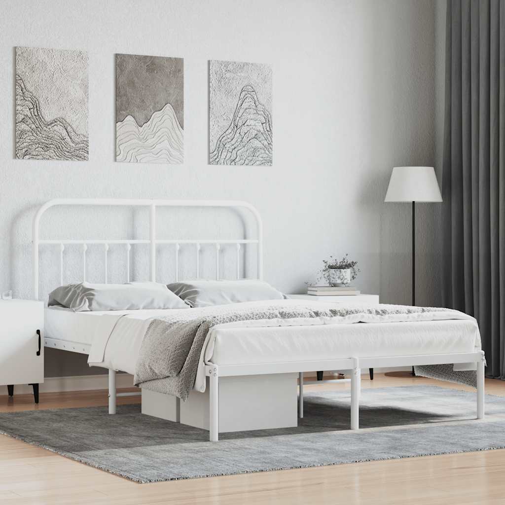 Bed Frame | White | Steel | 140x190cm | Bed Frame | Rectangular