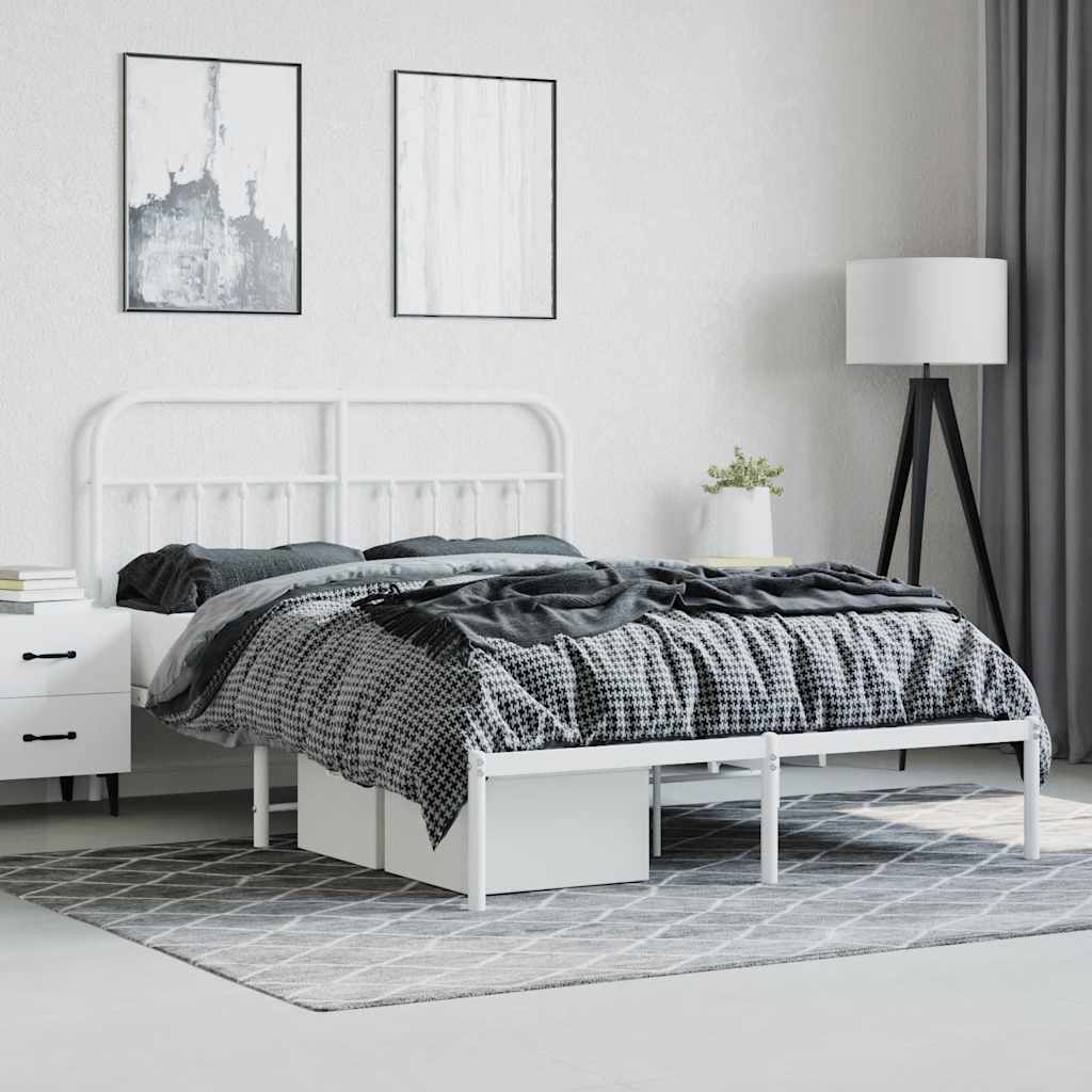Bed Frame | White | Steel | Double Size | Bed Frame | Rectangular