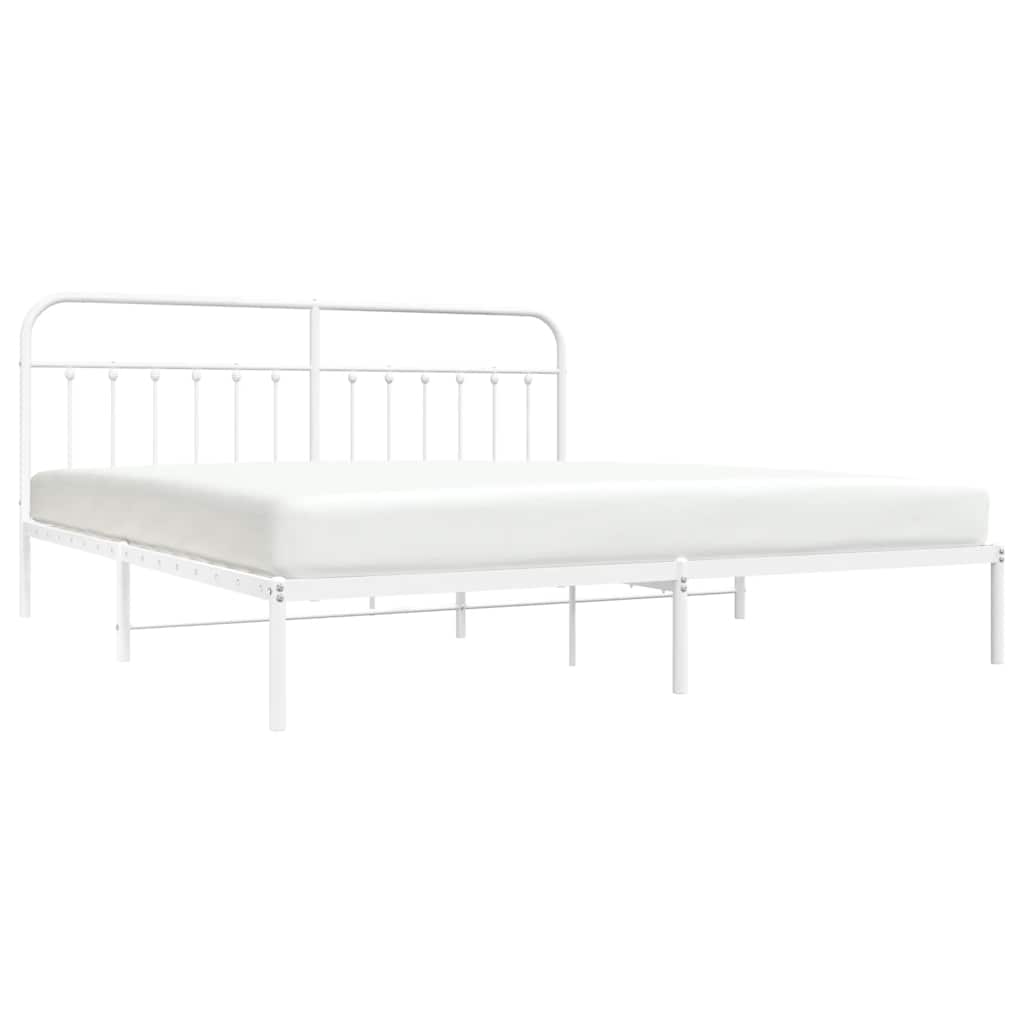 Bed Frame | White | Powder-Coated Steel | Double | Bed Frame