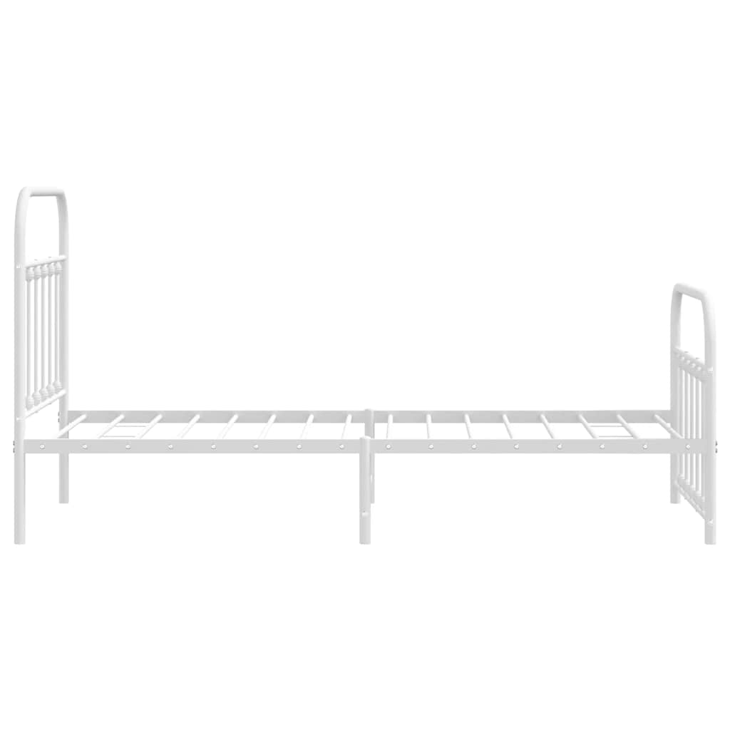Metal Bed Frame without Mattress with Footboard White 90x200cm