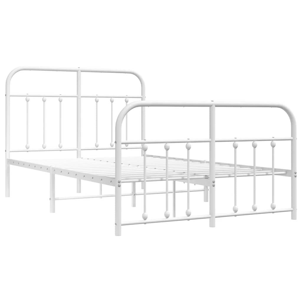 Metal Bed Frame without Mattress with Footboard White 120x190cm
