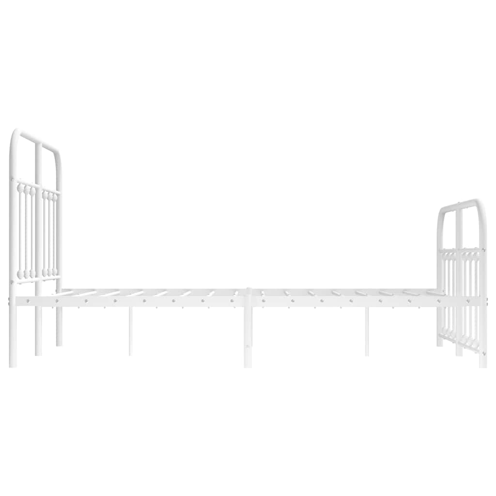 Metal Bed Frame without Mattress with Footboard White 120x190cm