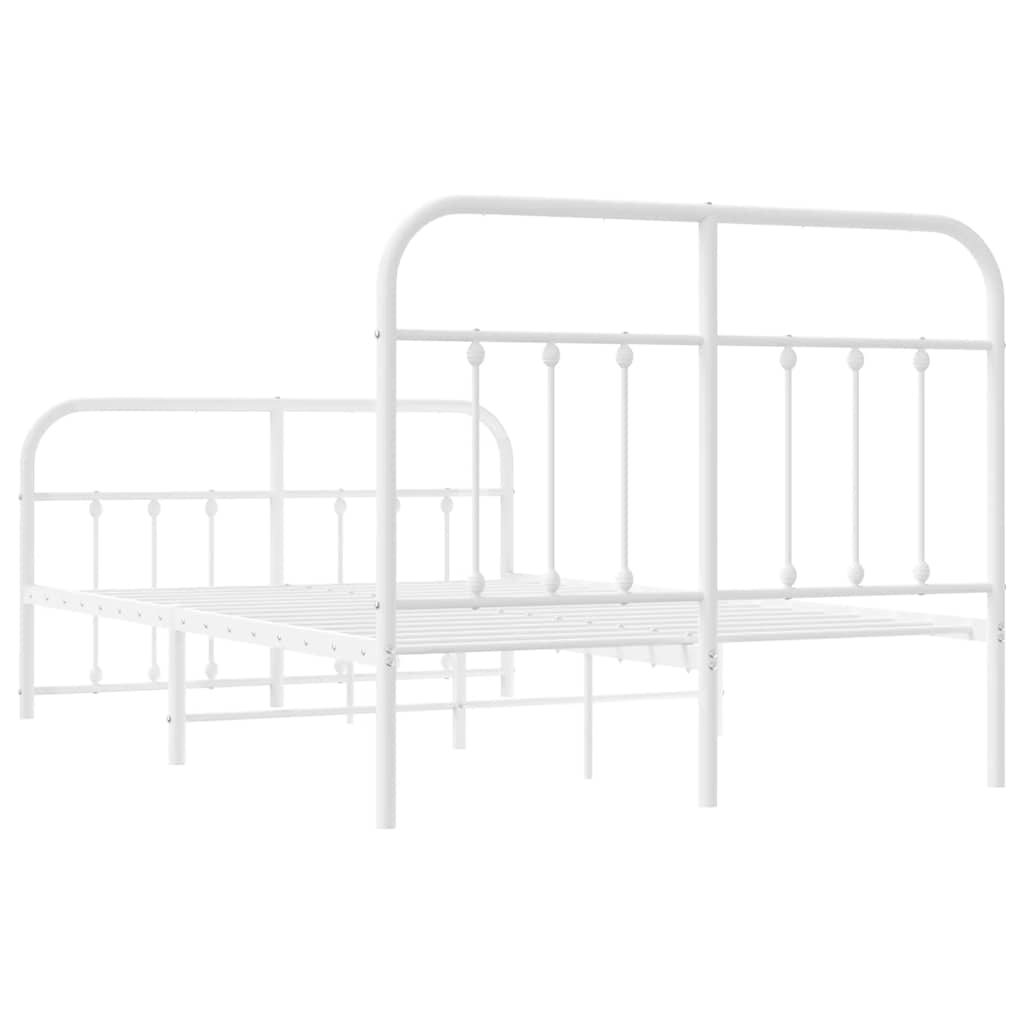 Metal Bed Frame without Mattress with Footboard White 120x190cm