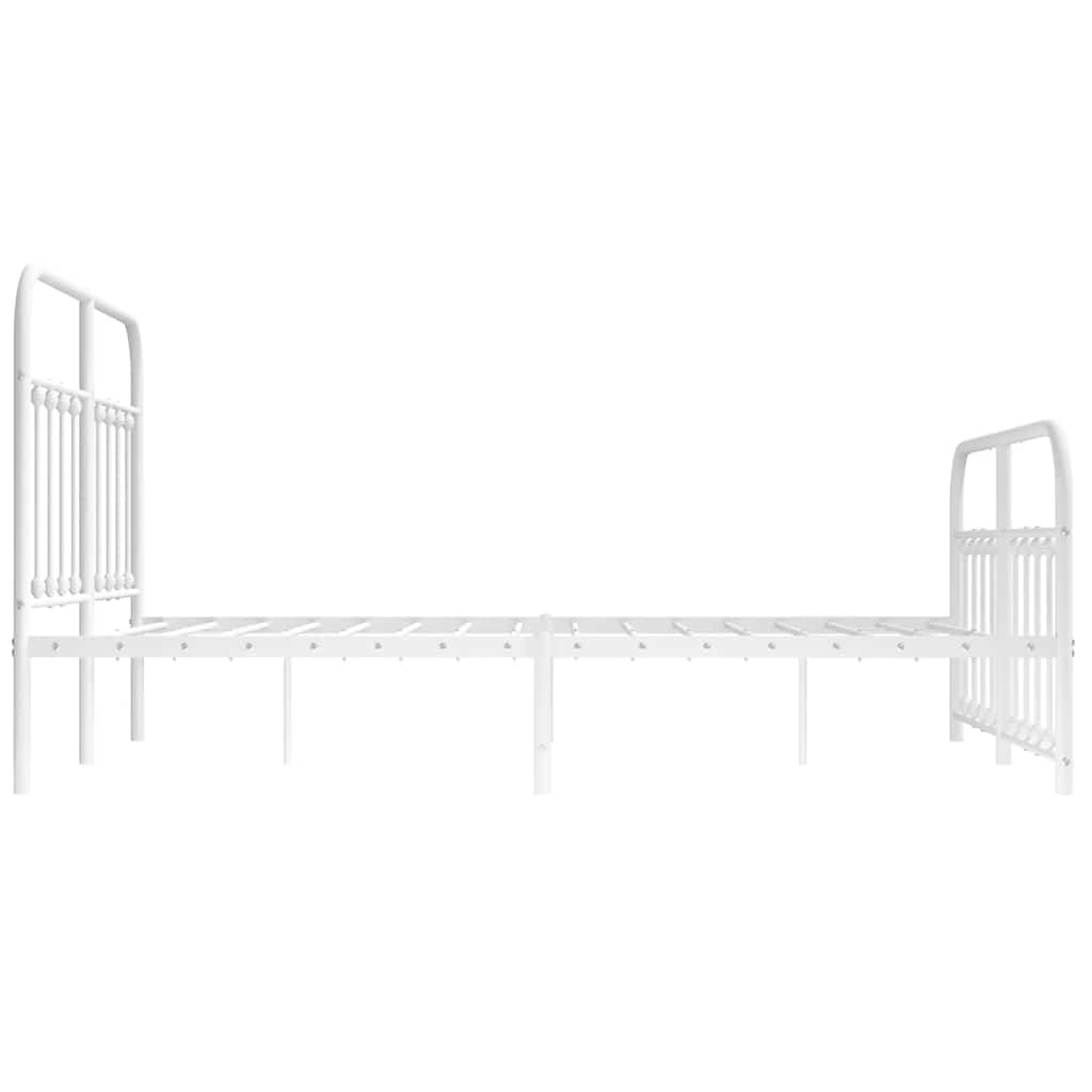 Metal Bed Frame without Mattress with Footboard White 135x190cm