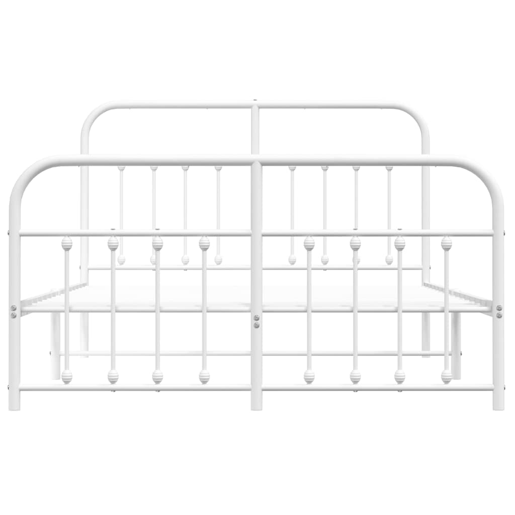 Metal Bed Frame without Mattress with Footboard White 140x190cm