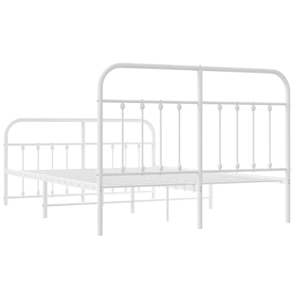 Metal Bed Frame without Mattress with Footboard White 150x200cm