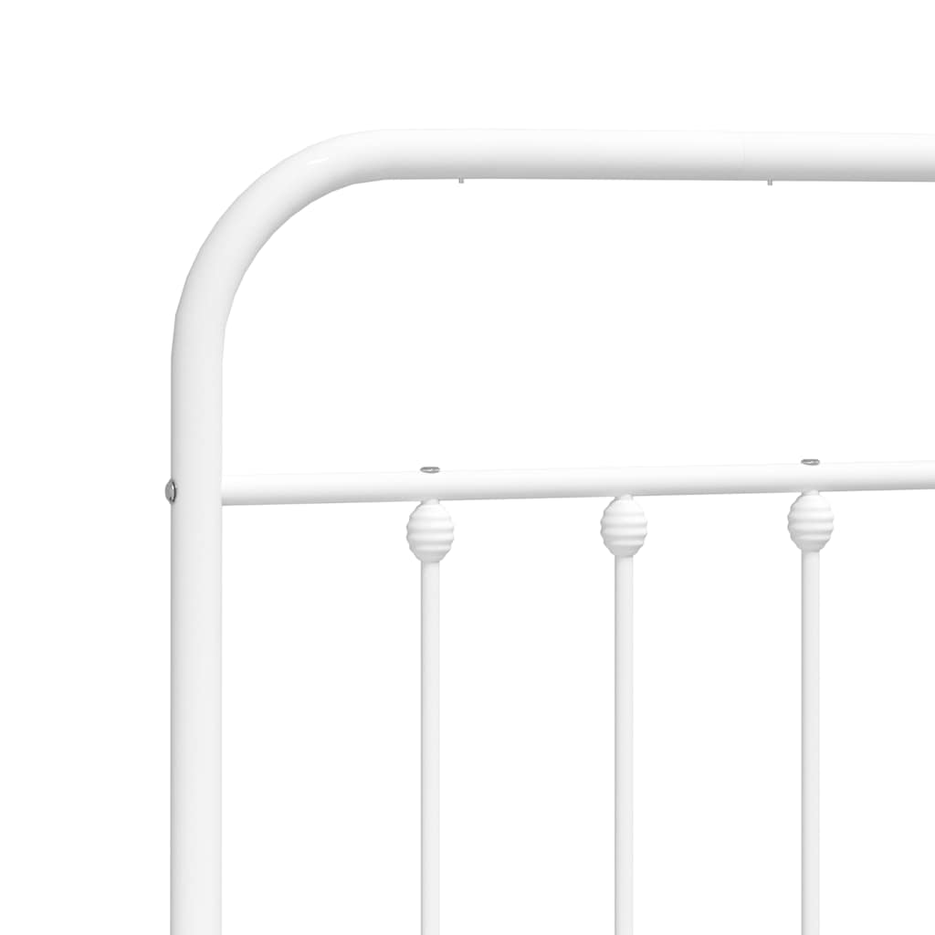 Metal Bed Frame without Mattress with Footboard White 150x200cm