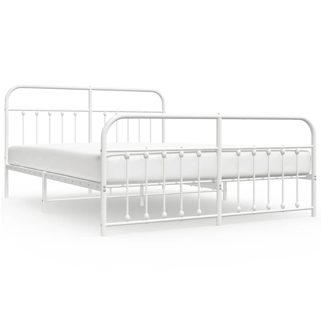 Bed Frame | White | Steel | Double | Bed Frame | Rectangular