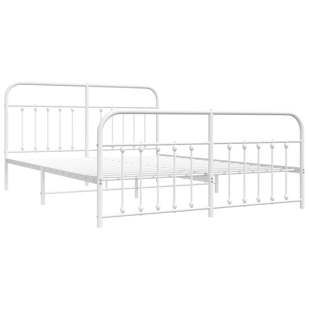 Bed Frame | White | Steel | Double | Bed Frame | Rectangular
