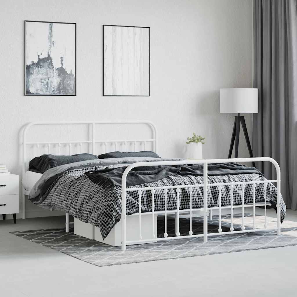 Bed Frame | White | Steel | Double | Bed Frame | Rectangular