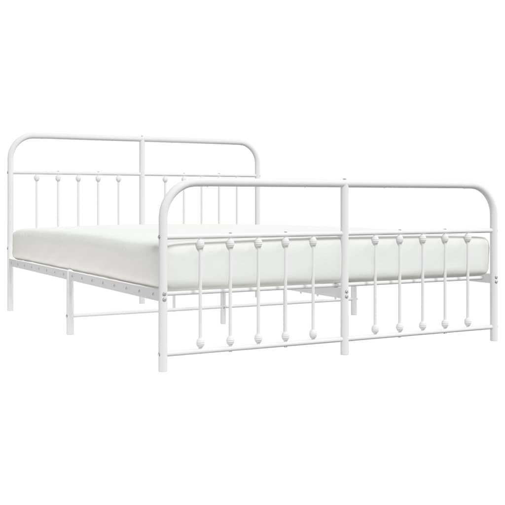 Bed Frame | White | Steel | Double | Bed Frame | Rectangular