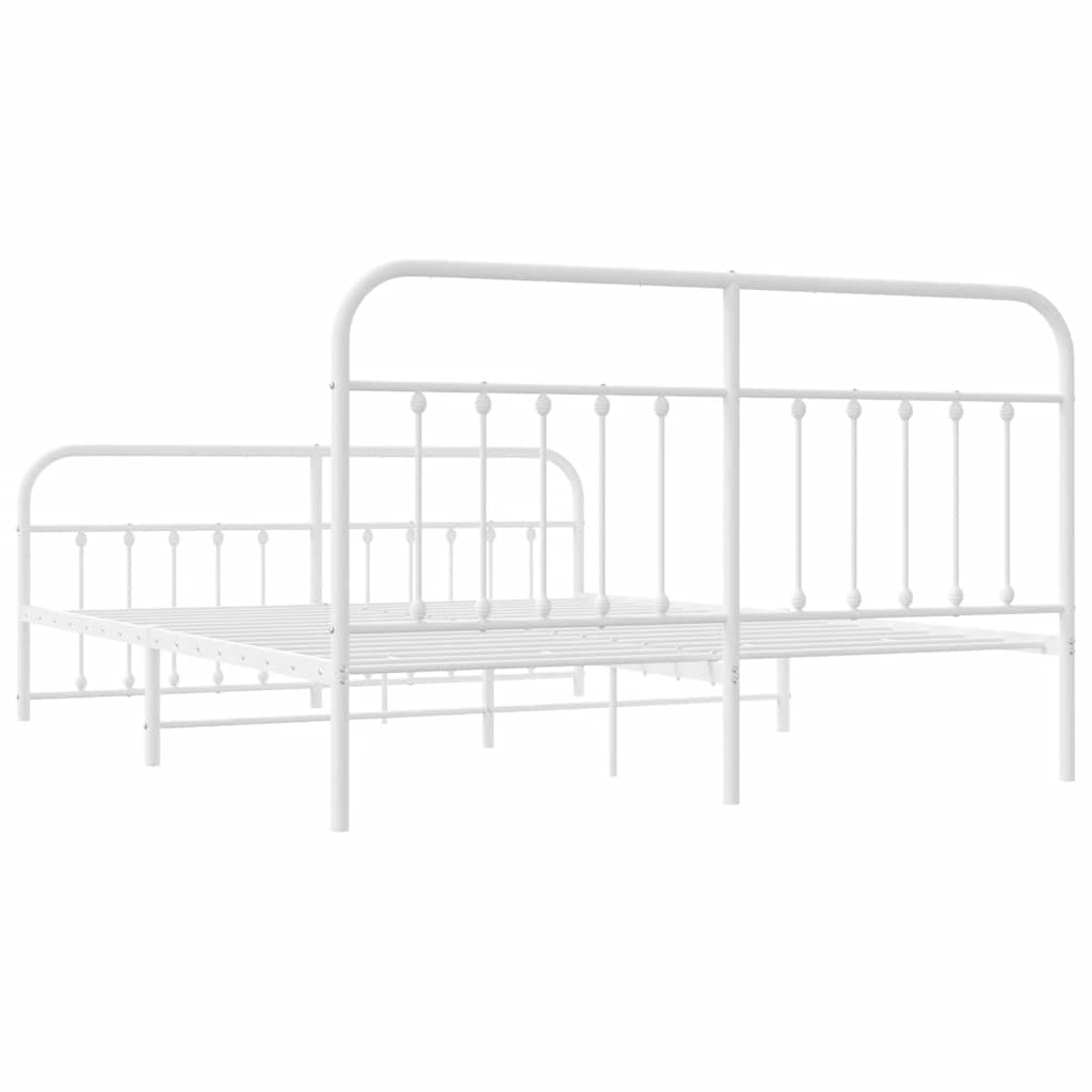 Bed Frame | White | Steel | Double | Bed Frame | Rectangular