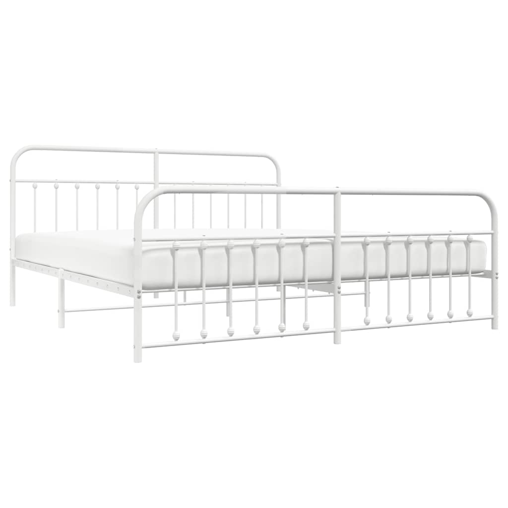 Bed Frame | White | Powder-Coated Steel | Double | Industrial | Bed Frame