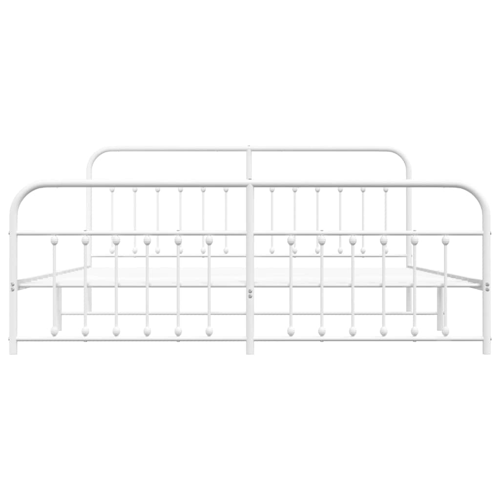 Bed Frame | White | Powder-Coated Steel | Double | Industrial | Bed Frame
