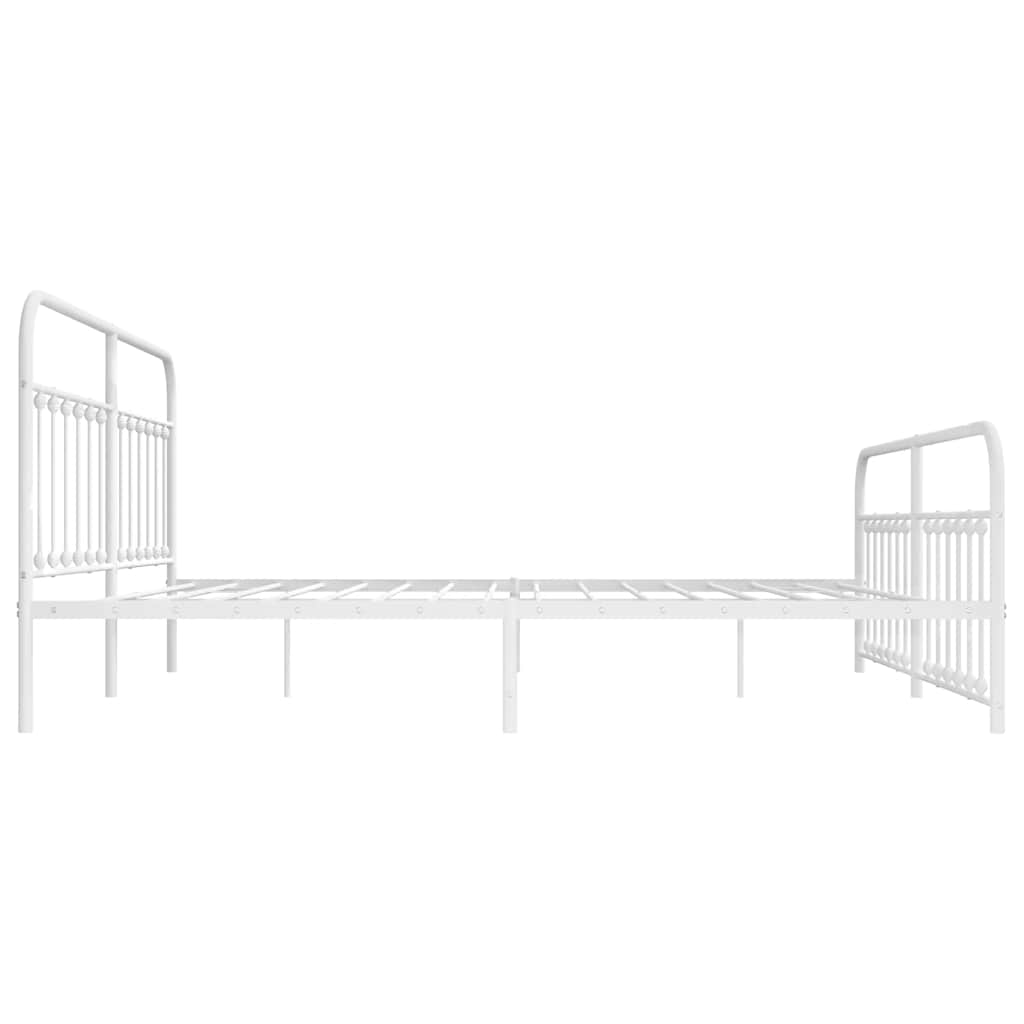 Bed Frame | White | Powder-Coated Steel | Double | Industrial | Bed Frame