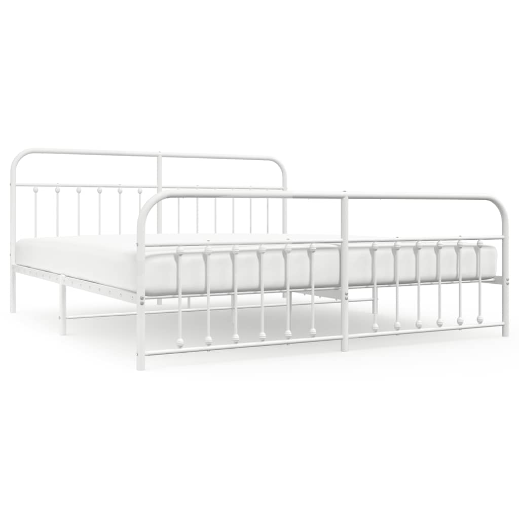 Bed Frame | White | Steel | 200x200 cm | Bed Frame | Rectangular