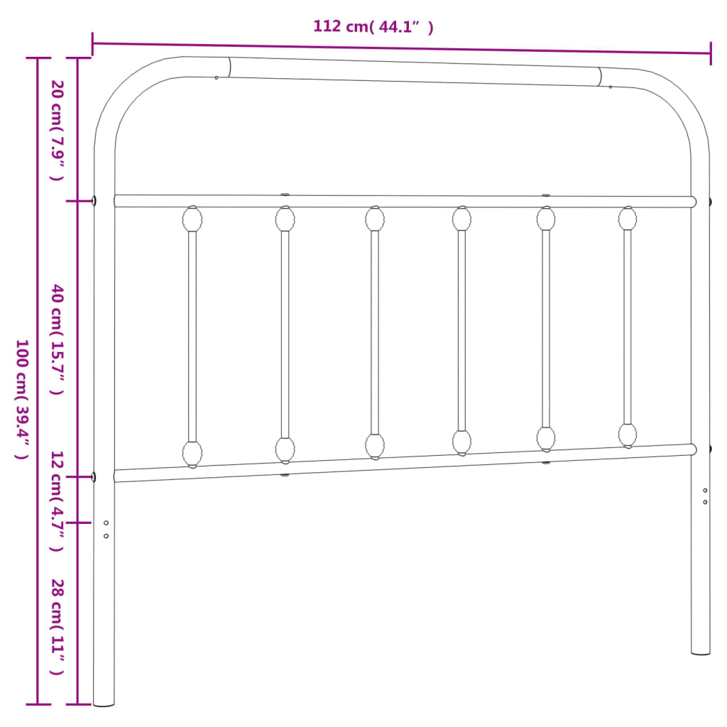 Metal Replace Headboard White 107 cm
