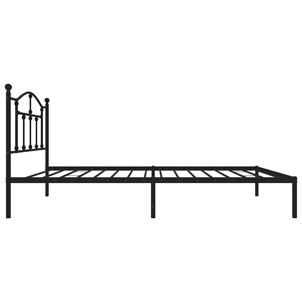 Metal Bed Frame without Mattress with Headboard Black 80x200cm