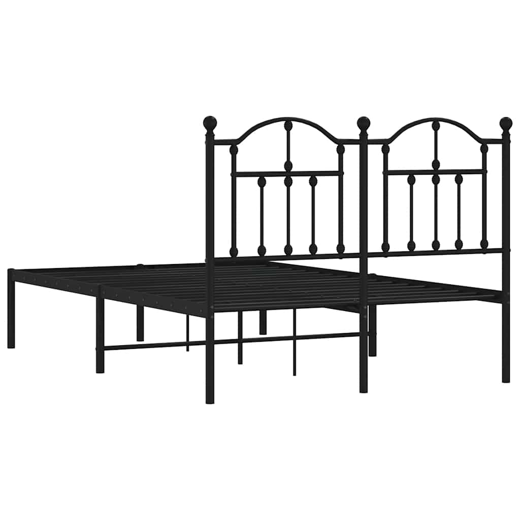 Metal Bed Frame without Mattress with Headboard Black 120x200cm