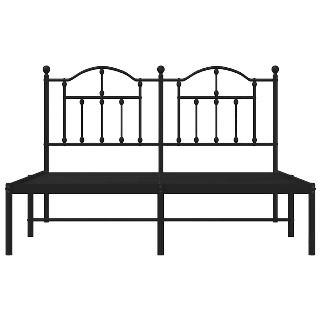 Metal Bed Frame without Mattress with Headboard Black 135x190cm