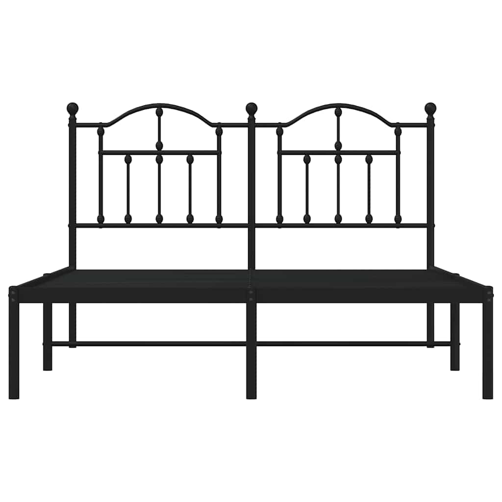 Metal Bed Frame without Mattress with Headboard Black 140x190cm