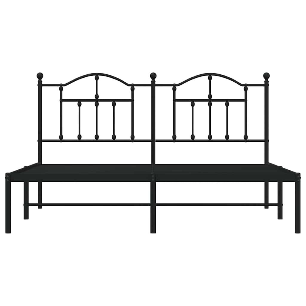 Metal Bed Frame without Mattress with Headboard Black 160x200cm