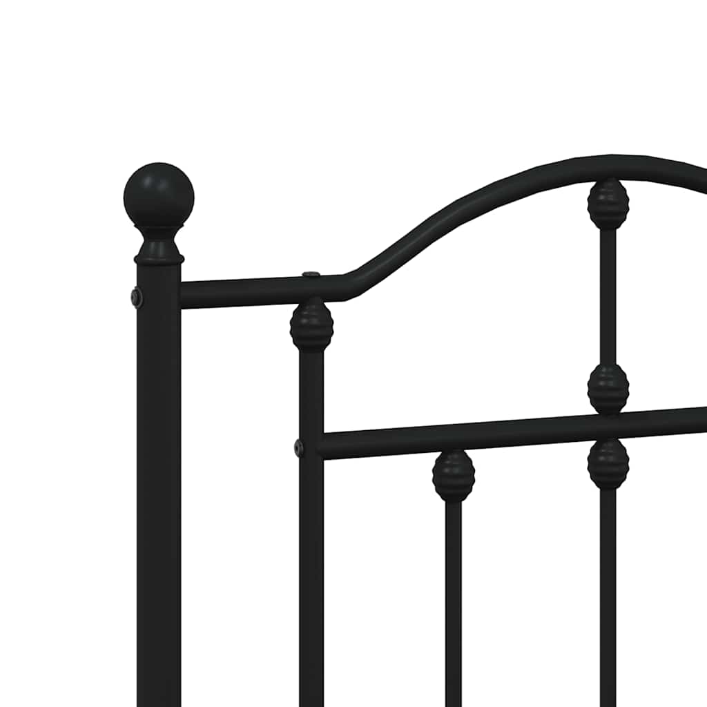 Metal Bed Frame without Mattress with Headboard Black 160x200cm