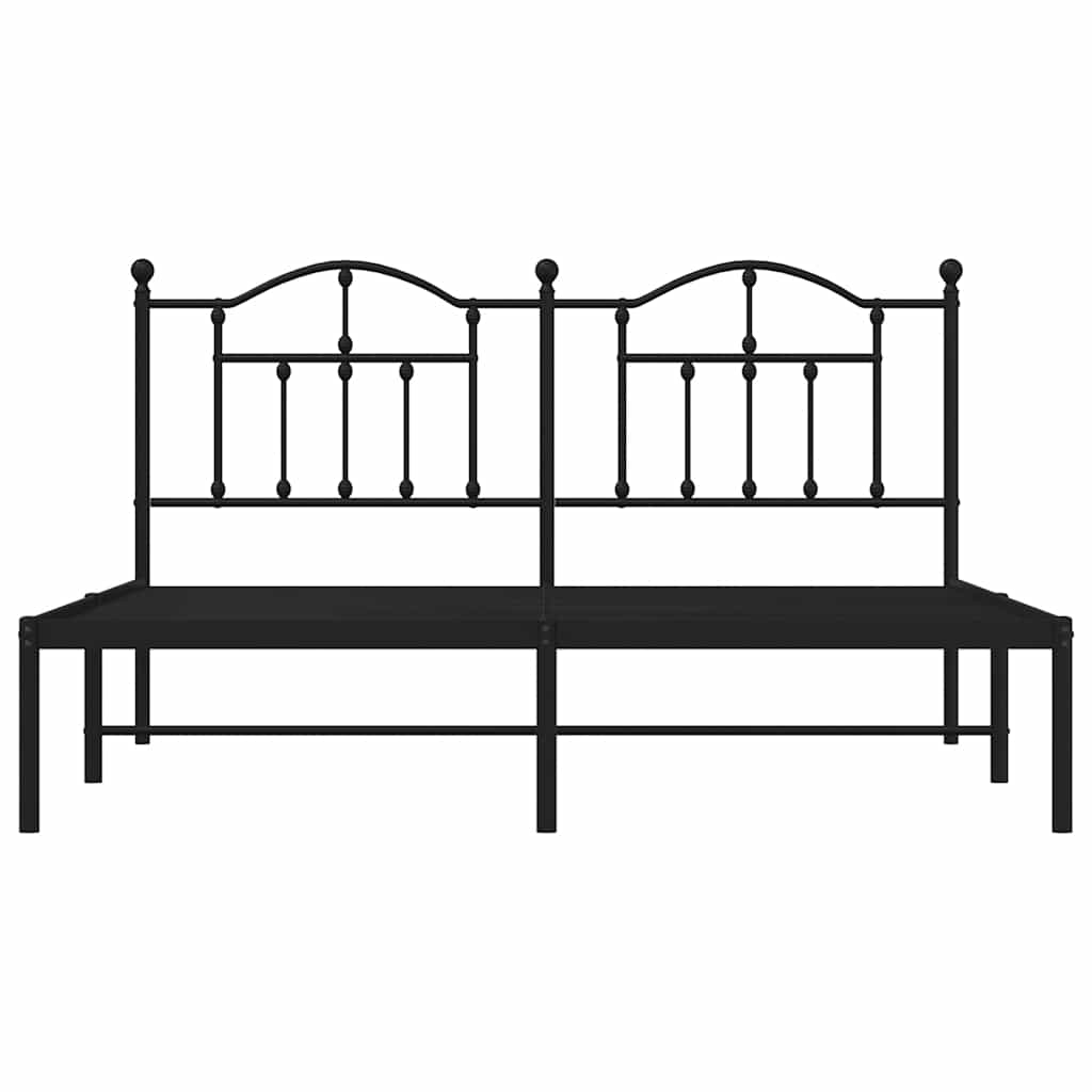 Metal Bed Frame without Mattress with Headboard Black 180x200cm