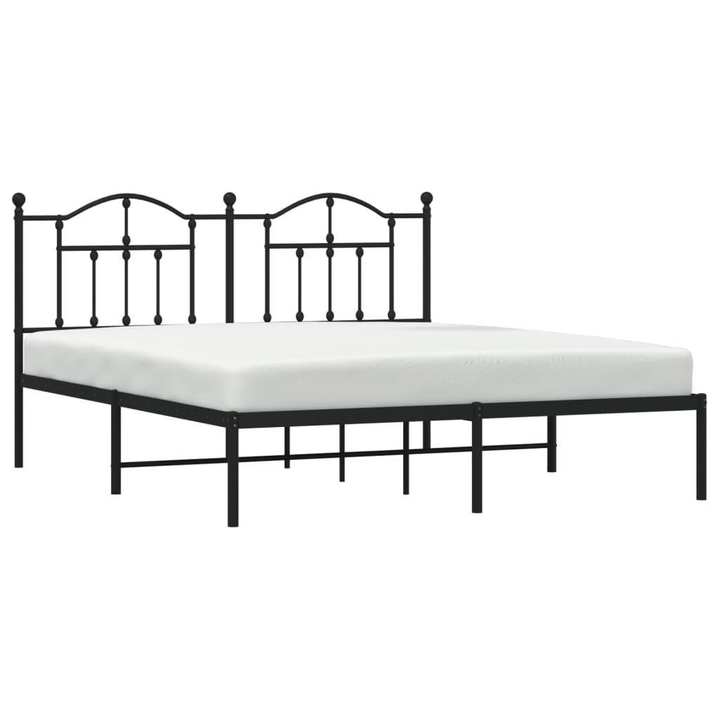 vidaXL Metal Bed Frame without Mattress with Headboard Black 183x213cm