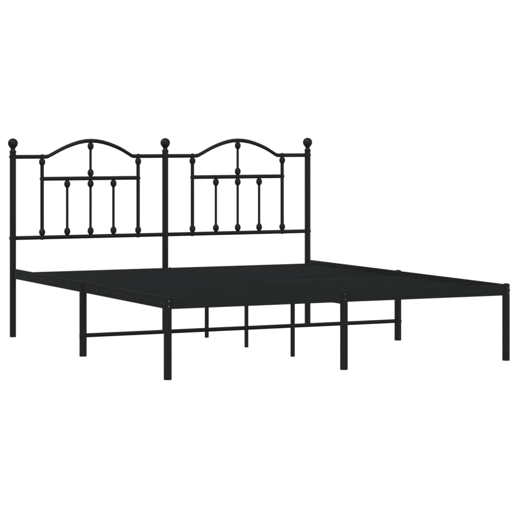 vidaXL Metal Bed Frame without Mattress with Headboard Black 183x213cm