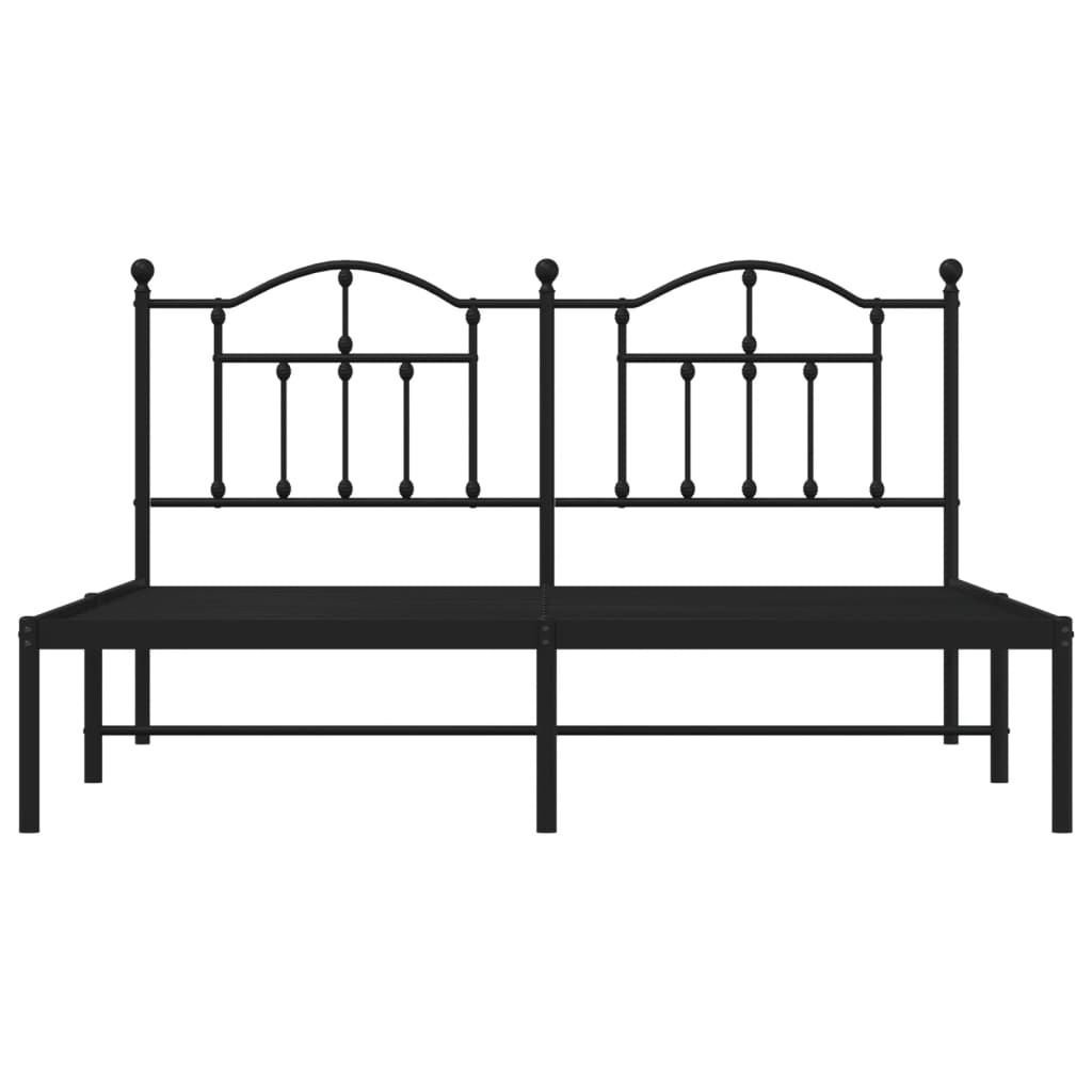 vidaXL Metal Bed Frame without Mattress with Headboard Black 183x213cm