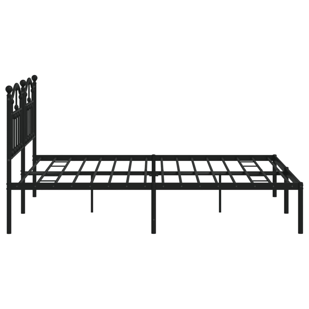 vidaXL Metal Bed Frame without Mattress with Headboard Black 183x213cm