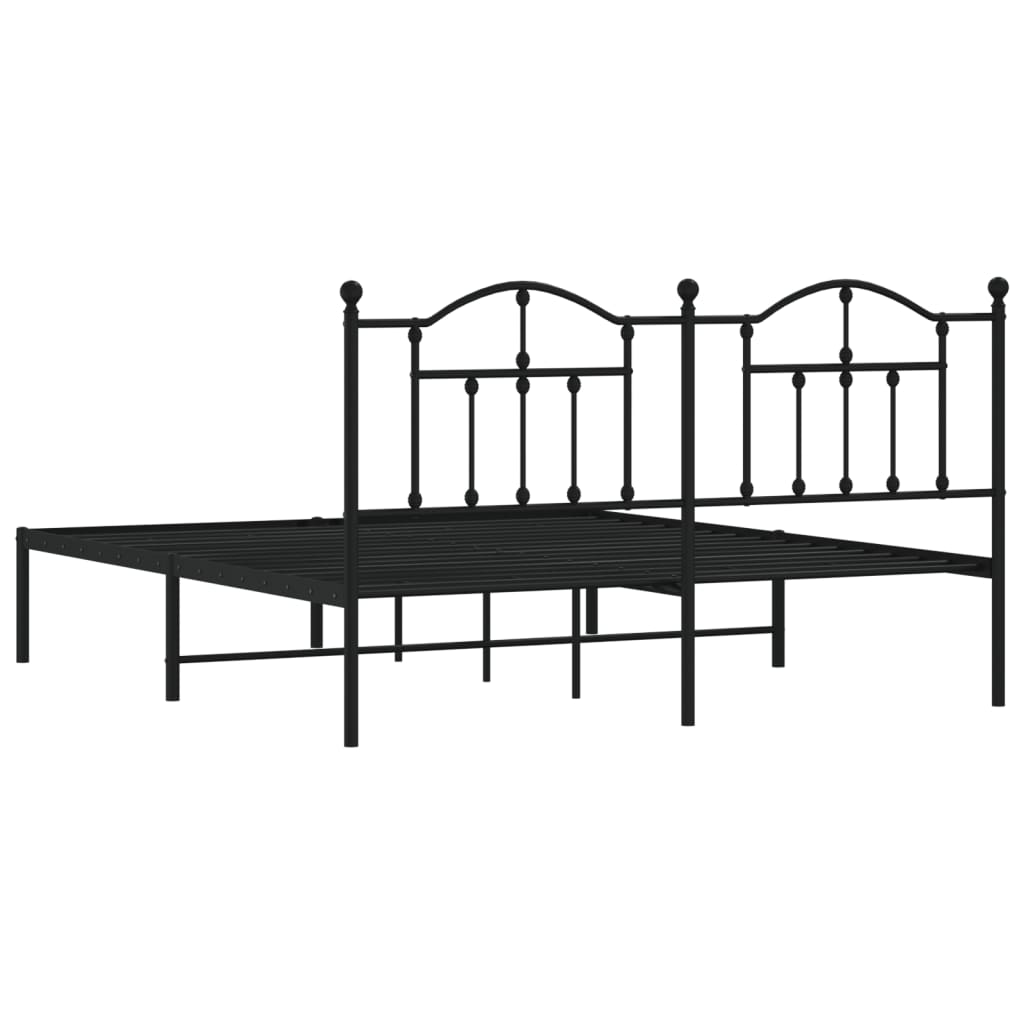 vidaXL Metal Bed Frame without Mattress with Headboard Black 183x213cm