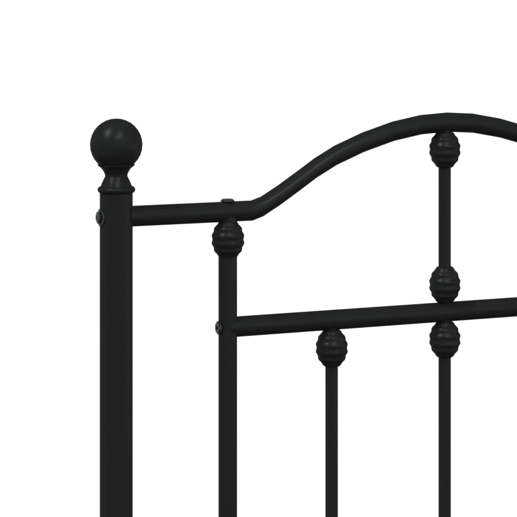 vidaXL Metal Bed Frame without Mattress with Headboard Black 183x213cm