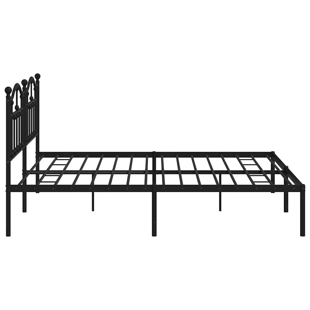 Metal Bed Frame without Mattress with Headboard Black 200x200cm